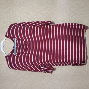 3/$20 Zenana Signature Striped Blouse White Maroon Size 3X Stretch Soft